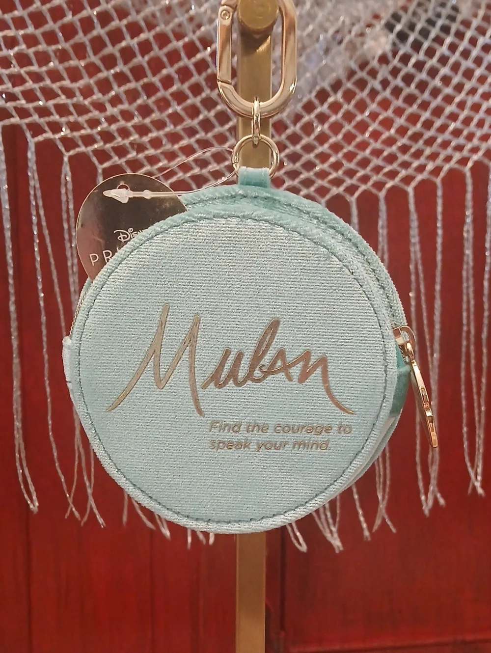 Light Blue Round Coin Pouch with Clip